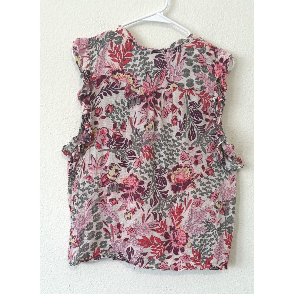 Knox Rose Floral Sleeveless Blouse Size Large Boho Peasant Top Pink Red - Picture 2 of 6